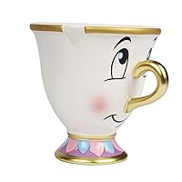 Disney Beauty and the Beast Chip Mug with Gold Foil Printing, Multicolor, 8 Ounces