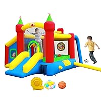 Inflatable Bounce House,Jumping Castle Slide with Blower,Kids Bouncer with Ball Pit