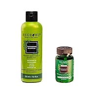 Regrowz Thickening Shampoo with Saw Palmetto 225ml with Biotin Hair Growth Supplement for Men 60 Capsules