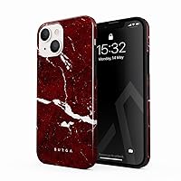 BURGA Phone Case Compatible with iPhone 13 - Hybrid 2-Layer Hard Shell + Silicone Protective Case -Iconic Ruby Red Marble - Scratch-Resistant Shockproof Cover