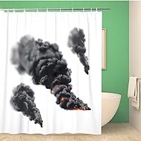 Bathroom Shower Curtain Explosion Big Fire Smoke Effect Black Realistic Light Cloud Polyester Fabric 72x72 inches Waterproof Bath Curtain Set with Hooks