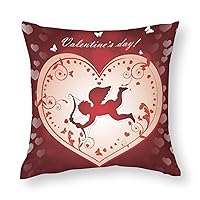 Decorative Throw Pillow Covers for Couch Happy Valentine_s Day Heats Red Smooth Soft Comfortable Polyester Pillowcase Cushion Cover with Hidden Zipper for Wedding Couch Sofa Bedroom，18