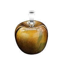 Lepidolite 3D Apple Shape Pendant Necklace with 45 cm Black Cord for Women Girls Crystal Apples Choker Jewelry