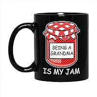 Being A Grandma Is My Jam Pottery Mug, Grandma Black Mug, Funny Coffee Mug For Mothers Day/Birthday/Christmas, Gifts For Grandma/Grandmother, Customized Mommy Mug Cup 11oz 15oz from Children