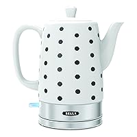 BELLA Electric Kettle & Tea Pot, Ceramic Water Heater with Detachable Swivel Base, Auto Shut Off & Boil Dry Protection, 1.5 Liter, Polka Dot, BPA Free