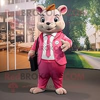 Pink Flying Squirrel mascot costume character dressed with a Trousers and Pocket squares