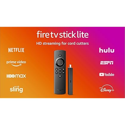 Fire TV Stick Lite, free and live TV, Alexa Voice Remote Lite, smart home controls, HD streaming