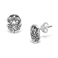 WithLoveSilver 925 Sterling Silver Celtic Triquetra Scottish Thistle Stud Earrings