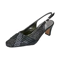 Abagail Women's Wide Width Pleated Upper with Crystals Slingback Shoes