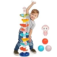 FUN LITTLE TOYS Ball Drop Toys for Toddler 1-3, 9 Layer Roll Swirling Tower with 3 Balls, Drop and Go Ball Ramp for Baby Learning Development Educational Activities Toy Birthday Gift