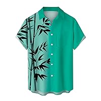 Mens Hawaiian Coconut Tree Print Shirt Short Sleeve Button Down Shirts Regular Fit Summer Beach Tropical Aloha Shirts