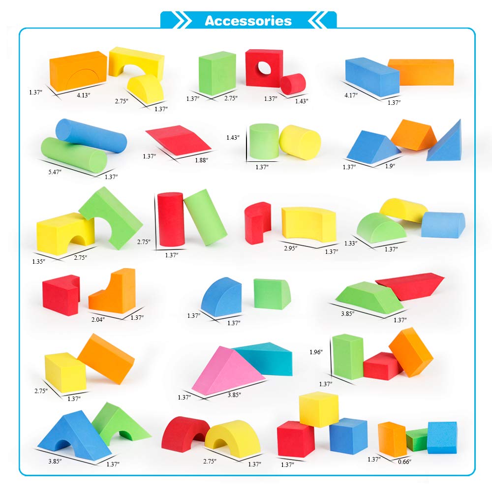 Mini Tudou 137 PCS Foam Blocks for Toddlers, Soft Stacking Building Block Toys Set for Kids, Boys and Girls