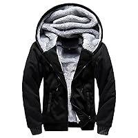Fleece Jacket Oversized Zip Up Hoodie For Men Heavyweight Winter Sweatshirt Sherpa Lined Thick Warm Jacket Coat