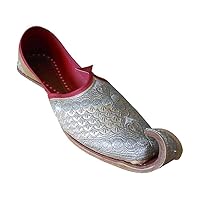 Men Jutties Indian Handmade Faux Leather with Silver Embroidery Ethnic Shoes