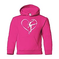 Threadrock Big Girls' Gymnastics Gymnast Heart Ribbon Love Youth Hoodie Sweatshirt