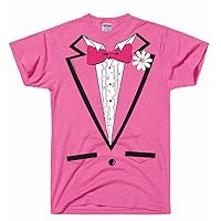 Men's Pink Tuxedo Tshirt - Funny Shirt Graphic Tee Tux Costume T Shirt with Bow Tie Vintage Tees for Men