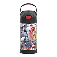 THERMOS FUNTAINER Water Bottle with Straw - 12 Ounce, Avengers - Kids Stainless Steel Vacuum Insulated Water Bottle with Lid