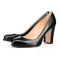FSJ Women Formal Slip On Pumps High Heel Close Toe Slide Business Shoes for Office Lady Size 4-15 US