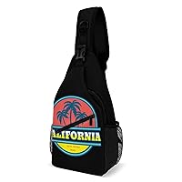 California Santa Monica Beach Sling Bag Full Print Crossbody Backpack Shoulder Bag Lightweight One Strap Travel Hiking Daypack