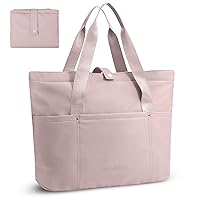 WOOMADA Women's Large Tote Bag With Zipper, Foldable Shoulder Handbag for Travel & Work, Durable Top Handle