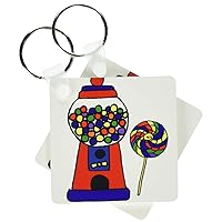 3dRose - All Smiles Art Funny - Funny Cool Colorful Bubblegum Machine Cartoon - Key Chains (kc-270051-1)
