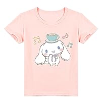 Child Cinnamoroll Short Sleeve Soft Crewneck Shirt Anime Pullover Tops for Boy Girl