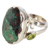Sanora Jasper & Peridot Gemstone 925 Sterling Silver Ring Attractive Designer Jewellery For Girls