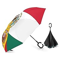 Flag of Spain and Mexico Inverted Umbrellas Automatic Open Windproof & Rainproof Car Umbrella Double Layer C-Shape Handle Free