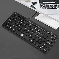 DIWOSHE N-K11 USB Wired Keyboard, 78 Keys, No Numeric Keypad, English Layout, Quiet Design, Plastic, Thin, Lightweight, Easy to Carry, USB Cord Connection, Compatible with PC, Laptop, Computer, Windows and Mac OS (Black)
