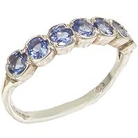 10k White Gold Natural Tanzanite Womens Band Ring - Sizes 4 to 12 Available