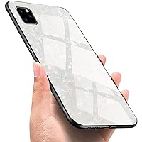 Compatible for iPhone 12 Pro Max Case, Slim Thin Tempered Glass Back Anti-Scratch Shockproof Protective Case Cover for iPhone 12 Pro Max Case 6.7 inch (Color : White)