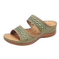 Women Sandals Embroidered Slip on Women's Open Toe Sandals Comfortable Large Size Flip Flop Slippers Women