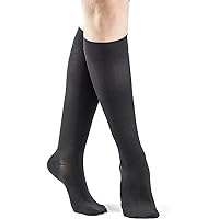 SIGVARIS Women’s Essential Opaque 860 Closed Toe Calf-High Socks 20-30mmHg - Black - Large Long