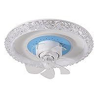 Flush Mount Ceiling Fan with Lights Remote Control, Modern Indoor Flush Mount Ceiling Light with Fan 3 Color 3 Speeds and 360-Degree Oscillating, for Bedroom, Living Room, Kitchen,Blue