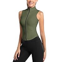 Flygo Women's Full Zip Sleeveless Workout Yoga Active Jacket Vest Golf Shirts