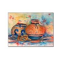 Hand Painted Still Life Art Poster Canvas Oil Painting Painting Vintage Abstract Pottery Clay Pot Va Canvas Painting Wall Art Poster for Bedroom Living Room Decor 12x16inch(30x40cm) Unframe-style