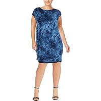 Lauren Ralph Lauren Women's Plus Size Jersey Shift Dress-M-2X Blue Multi