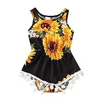 Baby Girl Clothes Infant Sleeveless Sunflower Floral Romper Jumpsuit Cute Baby Girl Clothes Preemie Girl Clothes