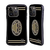 Head Case Designs Officially Licensed AC Milan Black and Gold Crest Hybrid Case Compatible with Apple iPhone 15 Pro