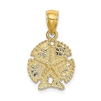 14k Gold Sand Dollar With Star 2 d Charm Pendant Necklace Measures 20x13.5mm Wide 1.8mm Thick Jewelry for Women