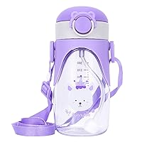 Bunnytoo Baby Weighted Straw Sippy Cup,Transition Bottle for 1+ Year Old,Spill-Proof Toddlers Cup with Shoulder Strap,BPA-FREE,10oz(Purple)