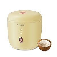 CHACEEF Mini Rice Cooker 2-Cups Uncooked, 1.2L Rice Cooker Small with Non-stick Pot, Small Rice Cooker with One Touch & Keep Warm Function, Food Steamer, Yellow