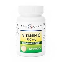 GeriCare Vitamin C 500 mg, Antioxidant, Immune System Support, Nutritional Supplement Tablets, 100 Count (Pack of 1)