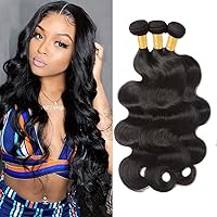 Human Hair Bundels Body Wave Bundles Brazilian Virgin Hair 3 Bundles Brazilian Body Wave Top Brazilian Hair Weave (Natural Color 16 18 20)