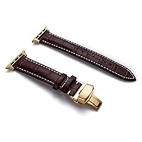 for Apple Watch Band 44mm 40mm 42mm 38mm Crocodile Bracelet for iWatch 2 3 4 5 6 7 Strap (Color : Brown 1 Gold, Size : 38MM or 40MM)