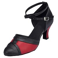 Womens Closed Toe Professional Kitten Heel Salsa Dance Shoes Latin Heels Ballroom Pumps Jazz Sandals Tango Chacha Knot Bachata Shoes Customized Heel