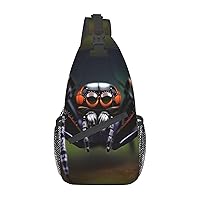 Tropical Rainforest Spiders Printed Crossbody Sling Backpack,Casual Chest Bag Daypack,Crossbody Shoulder Bag For Travel Sports Hiking