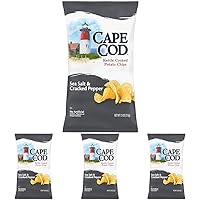 Cape Cod Potato Chips Sea Salt and Cracked Pepper Kettle Chips, 7.5 Oz (Pack of 4)