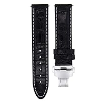 20MM PREMIUM LEATHER WATCH STRAP BAND CLASP COMPATIBLE WITH 42MM TISSOT PRC200 BLACK WS