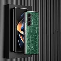 ZIFENGXUAN-Case for Galaxy Z Fold 5 4 3 2 Crocodile Texture PU Leather Luxury Business Anti-Finger Cover for Samsung Fold5 Phone Case (for Galaxy Z Fold 4,Army Green)